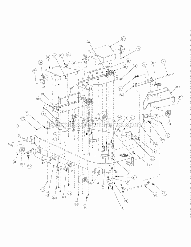 Fabricated Cutter Deck Diagram and Parts List for M60-KW 53AH5D8X750 Cub Cadet Sprayer